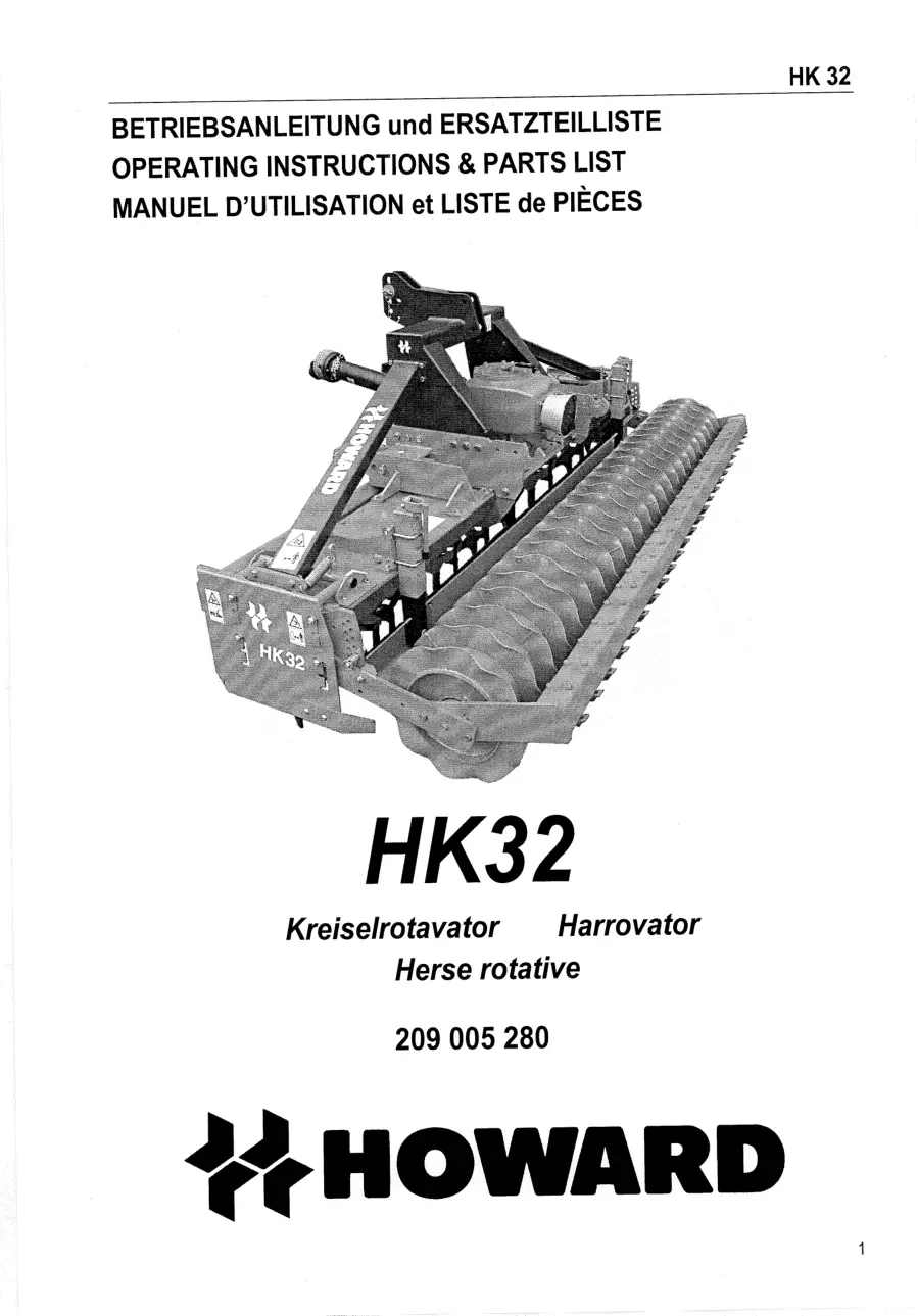 Howard Hk32 Parts Manual