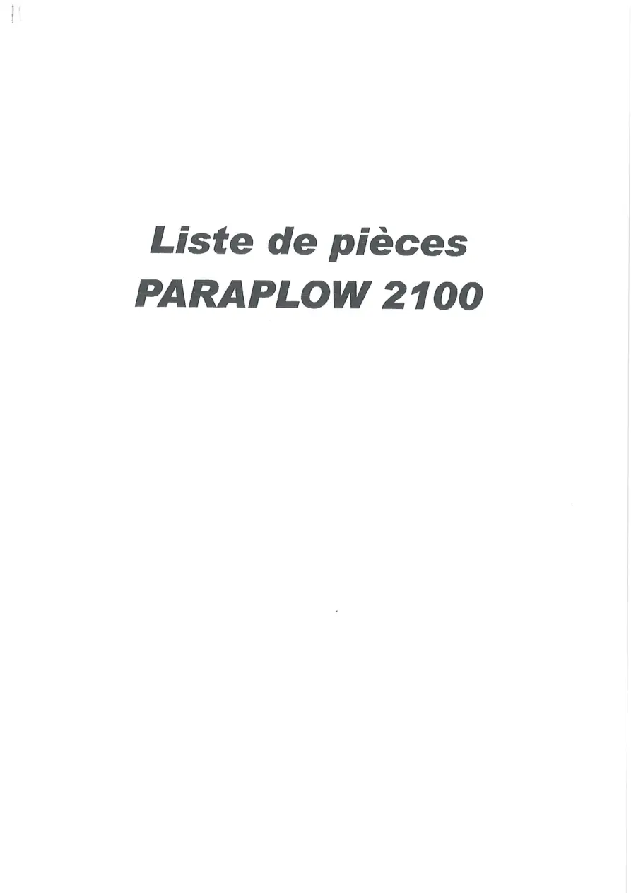 Howard Paraplow 2100 Parts Manual