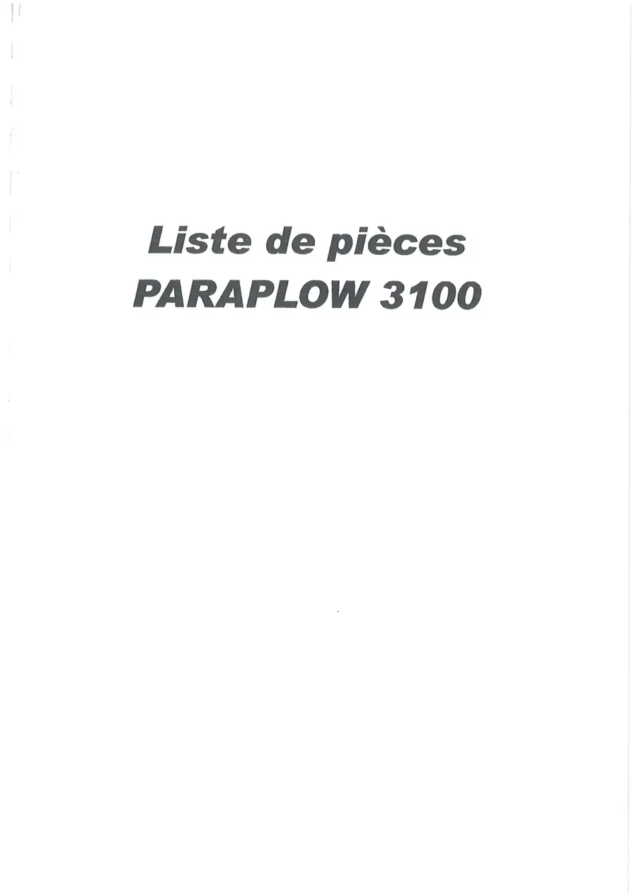 Howard Paraplow 3100 Parts Manual