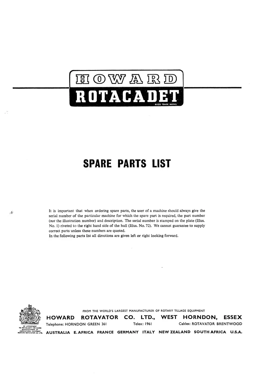 Howard Rotacadet Parts Manual