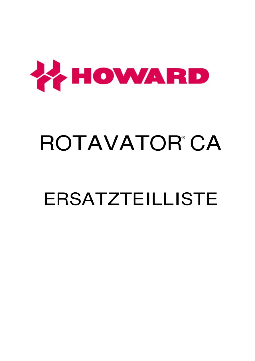 Howard Rotavator Ca Parts Manual