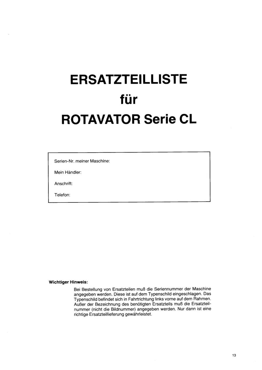 Howard Rotavator Cl Parts Manual