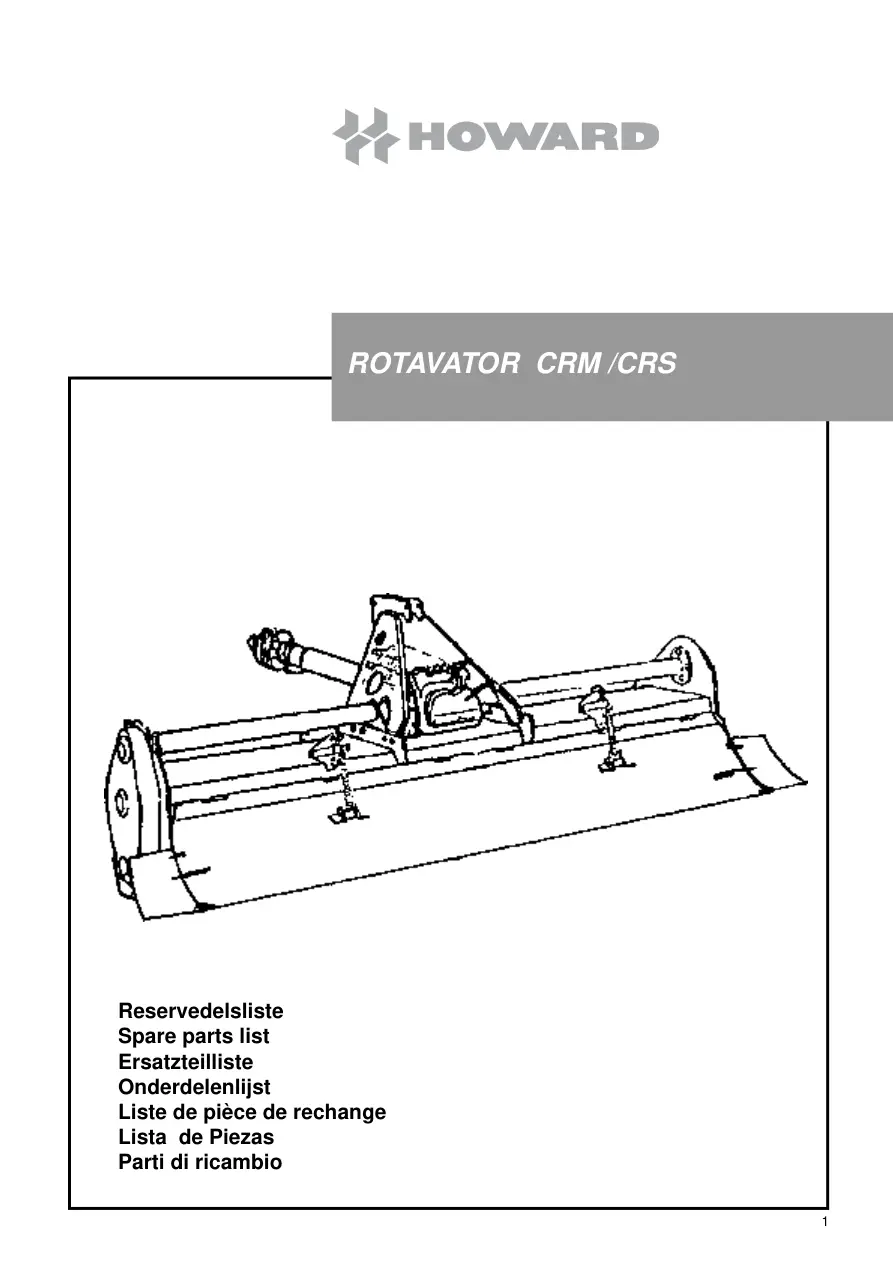 Howard Rotavator Crm Crs Parts Manual