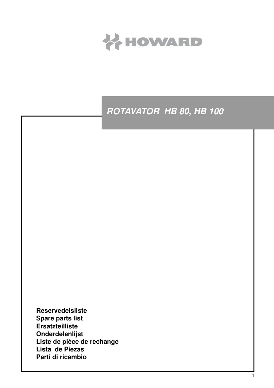 Howard Rotavator Hb80 Hb100 Parts Manual