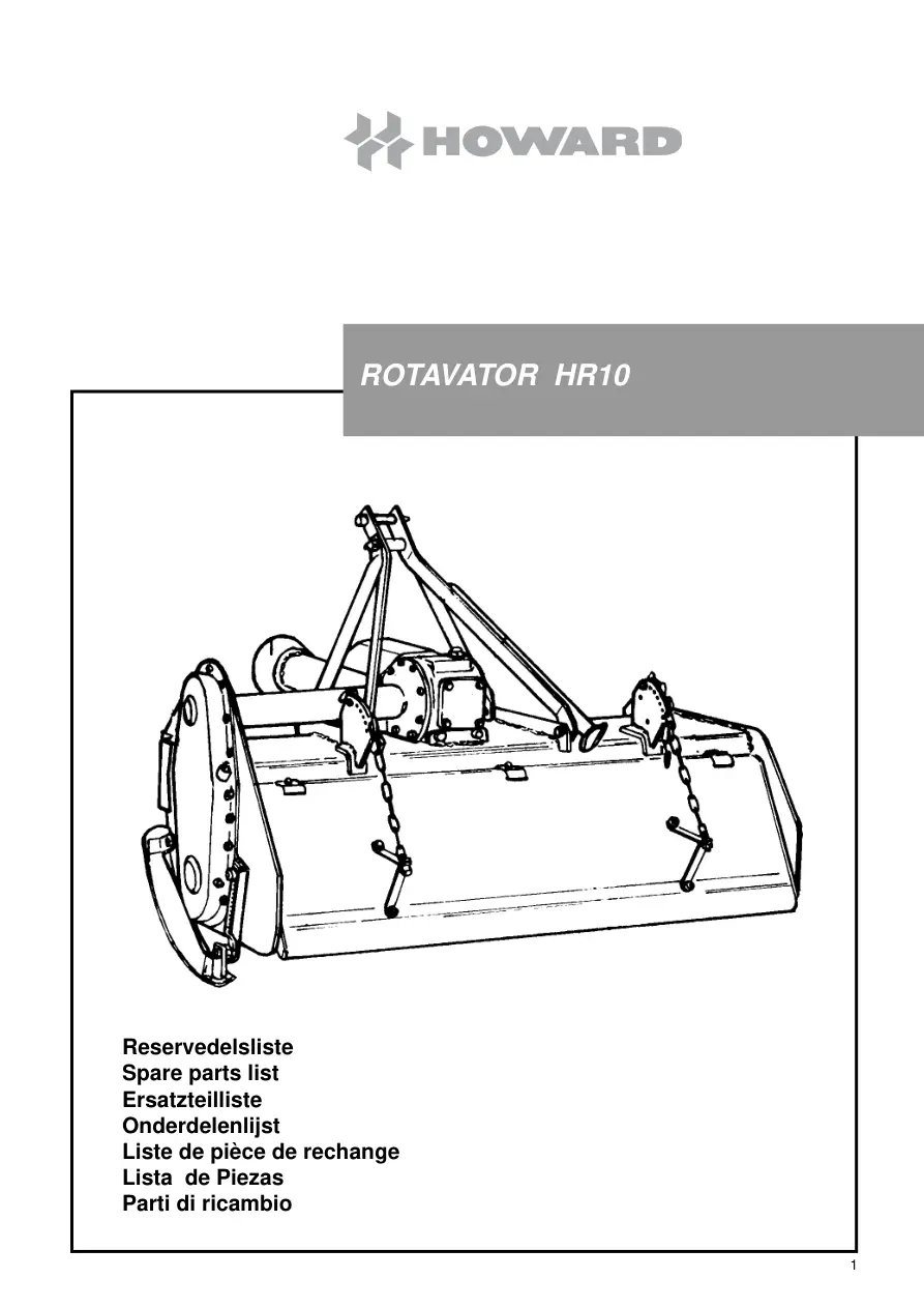Howard Rotavator Hr10 Parts Manual