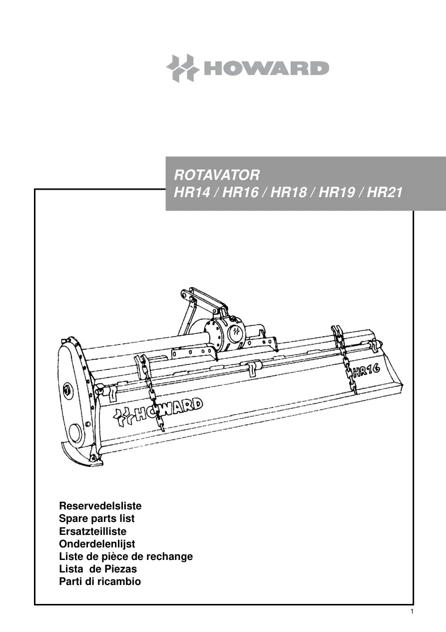 Howard Rotavator Hr14 16 19 21 Parts Manual