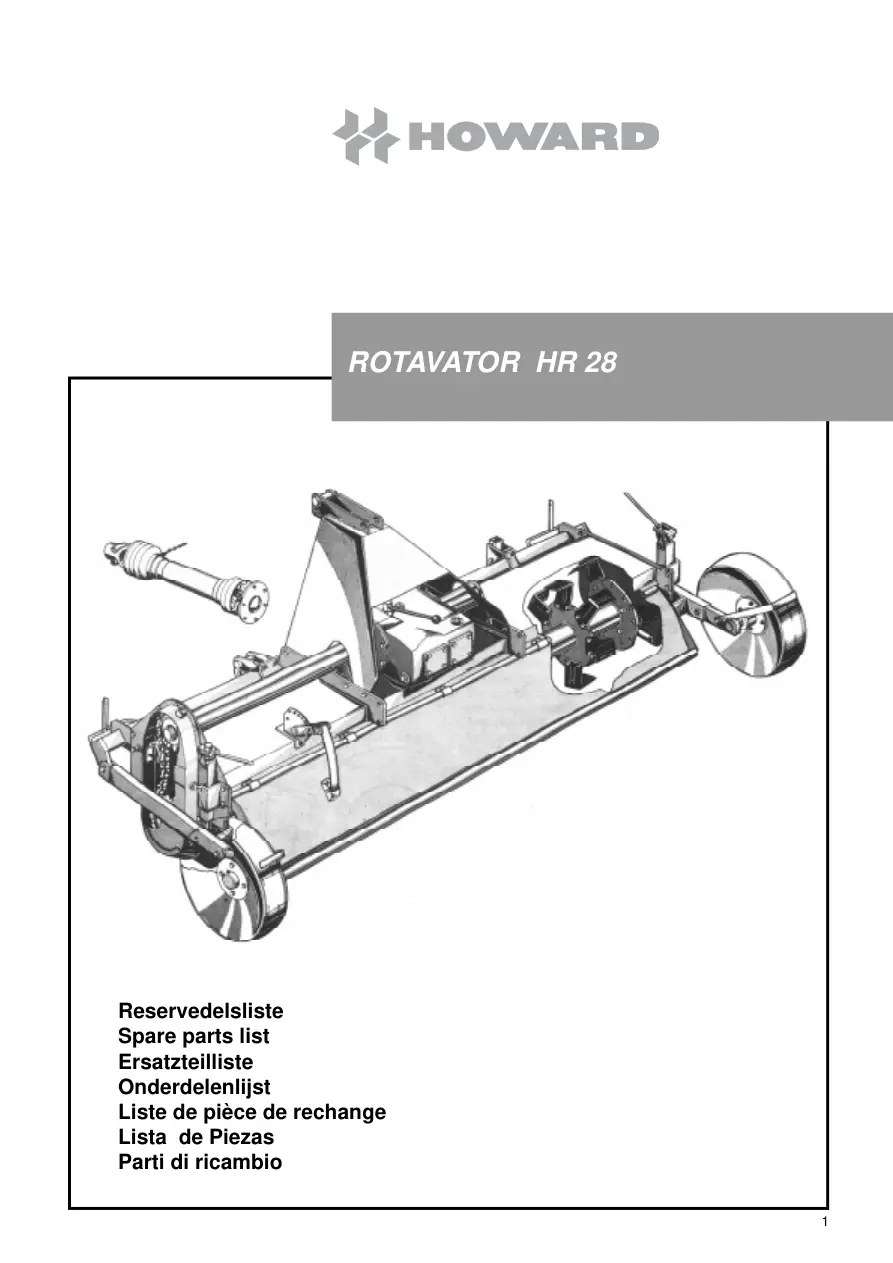 Howard Rotavator Hr28 Parts Manual