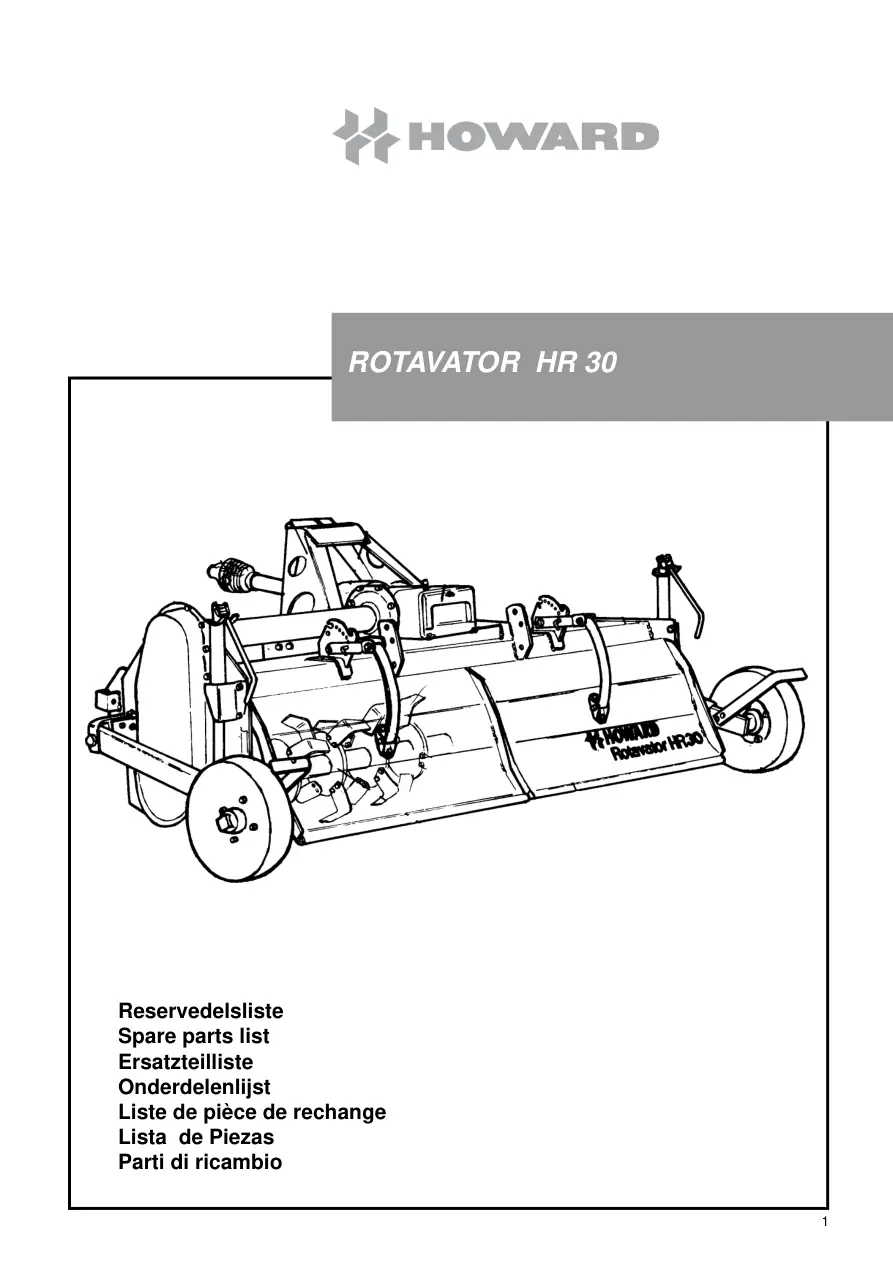 Howard Rotavator Hr30 Parts Manual