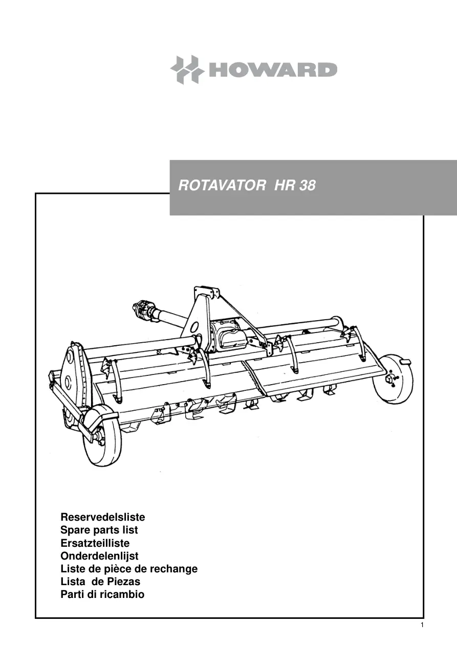 Howard Rotavator Hr38 Parts Manual