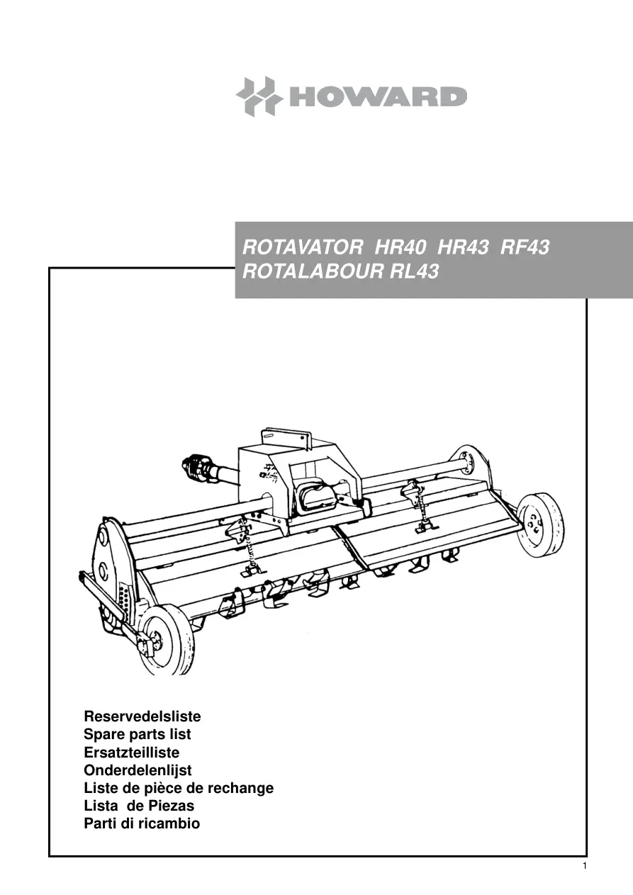 Howard Rotavator Hr40 Hr43 Rf43 Rotalabour Rl43 Parts Manual