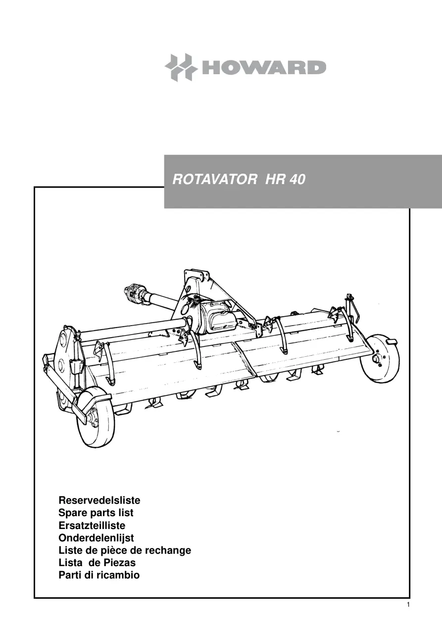 Howard Rotavator Hr40 Parts Manual