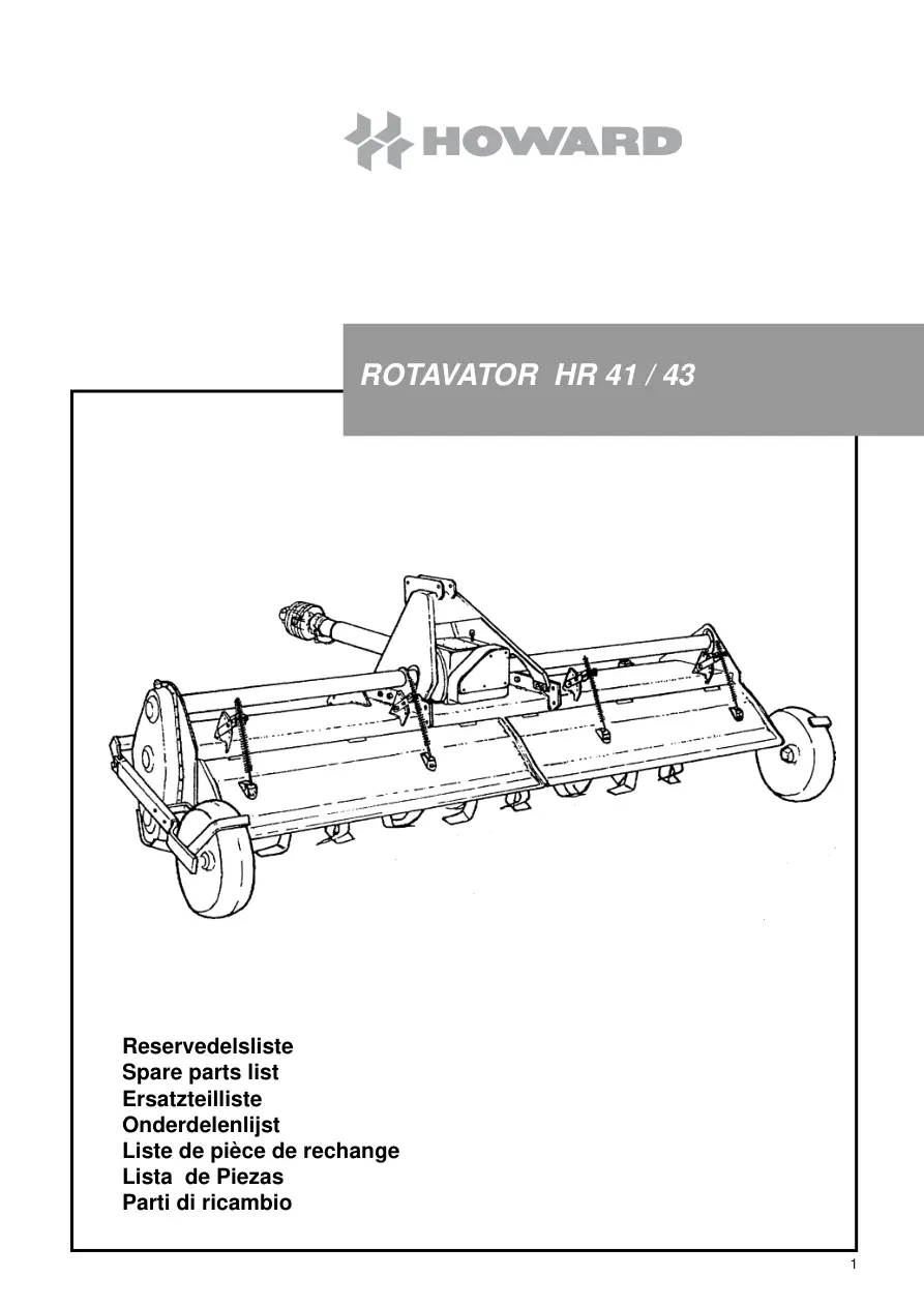 Howard Rotavator Hr41 43 Parts Manual