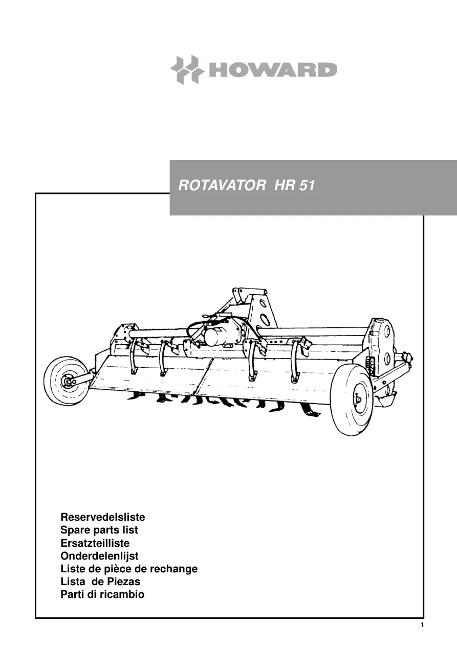 Howard Rotavator Hr51 Parts Manual