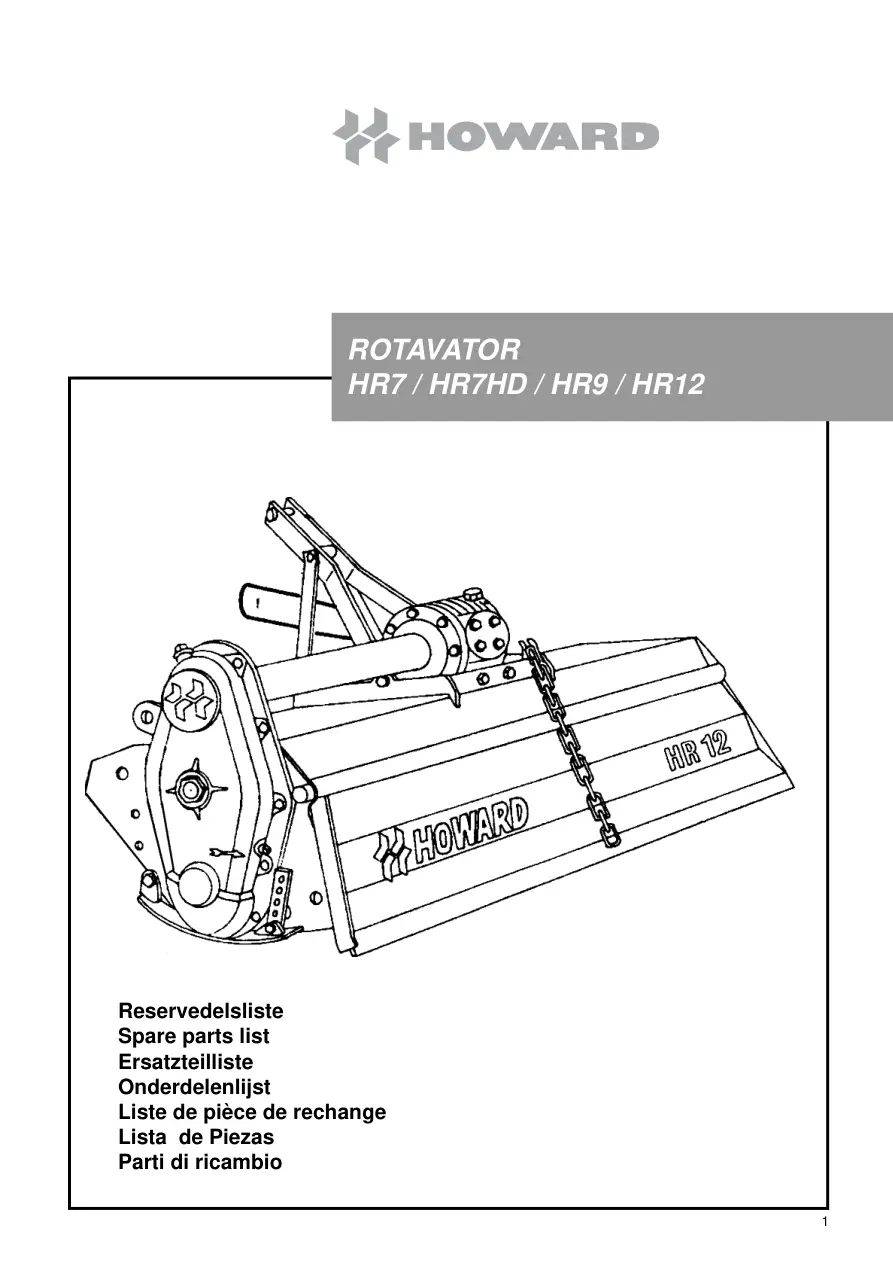 Howard Rotavator Hr7 Hr9 Hr12 Parts Manual