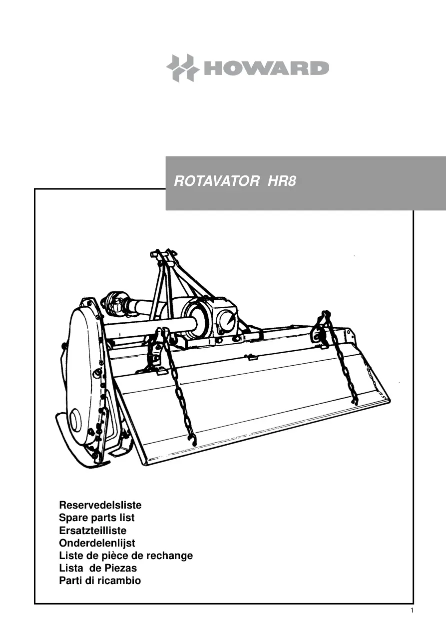 Howard Rotavator Hr8 Parts Manual