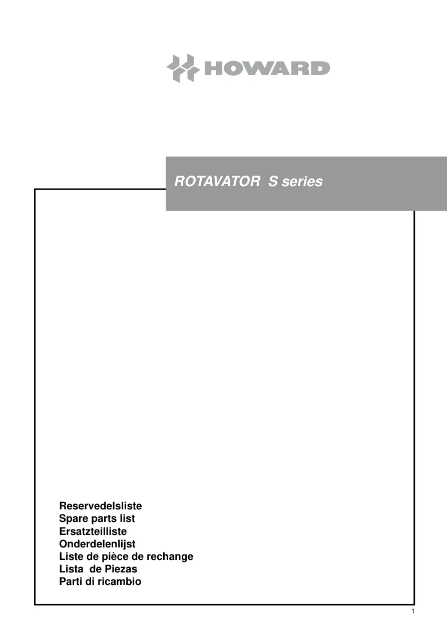 Howard Rotavator S Parts Manual
