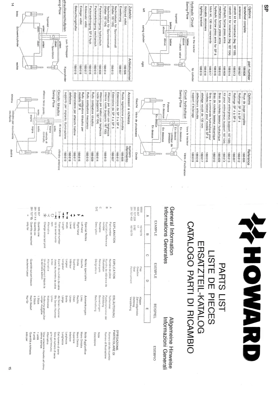 Howard Swingplov Parts Manual