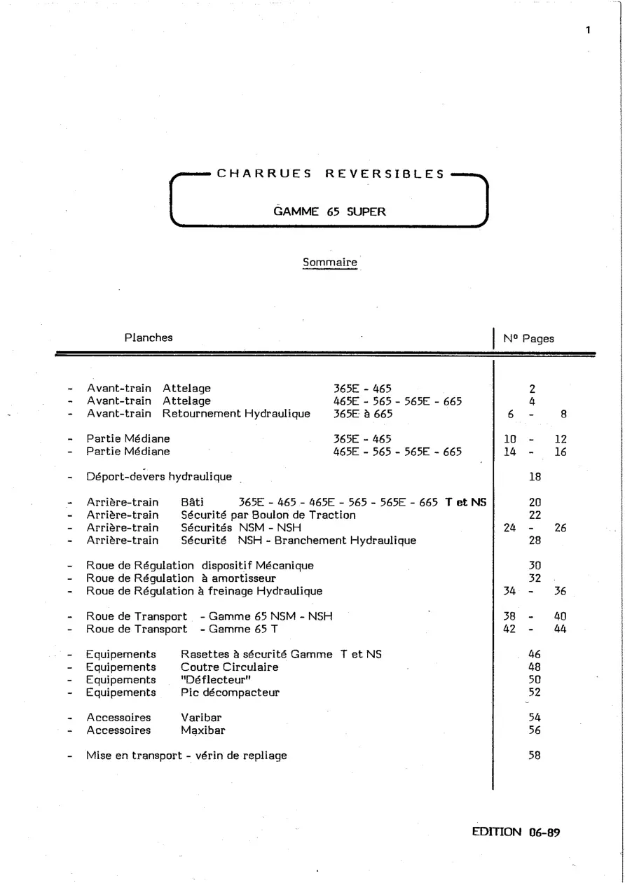 Huard Gamme 65 Parts Manual