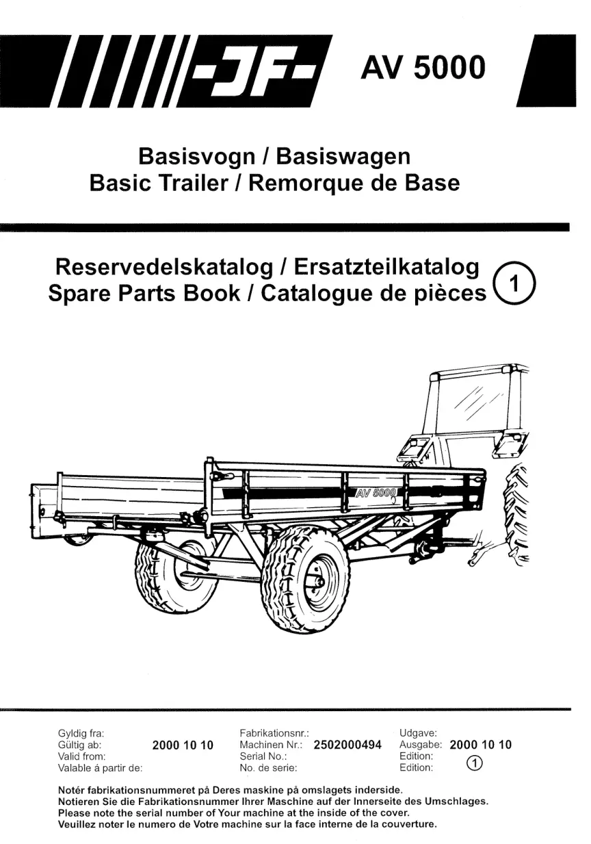 JF Stoll Av 5000 Parts Manual