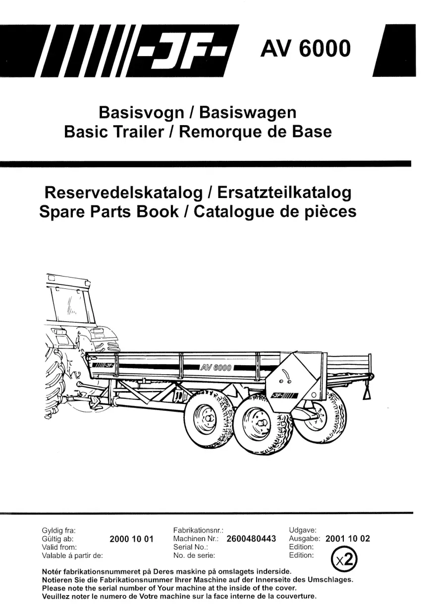 JF Stoll Av 6000 2000 2000 Parts Manual