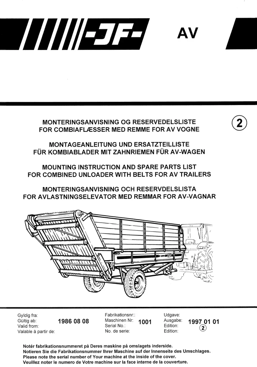 JF Stoll Av Unloader Parts Manual
