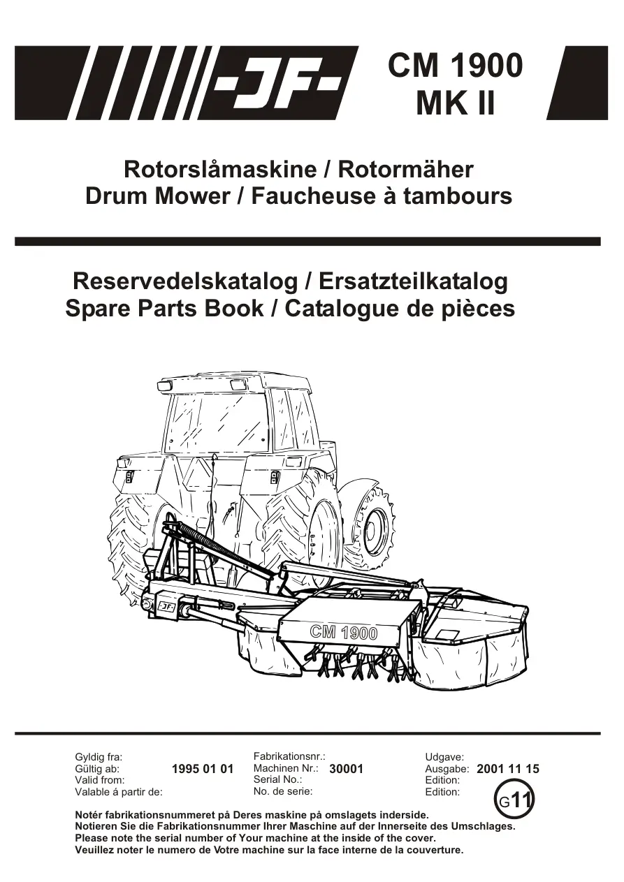 JF Stoll Cm 1900 Mk Ii 1995 Parts Manual