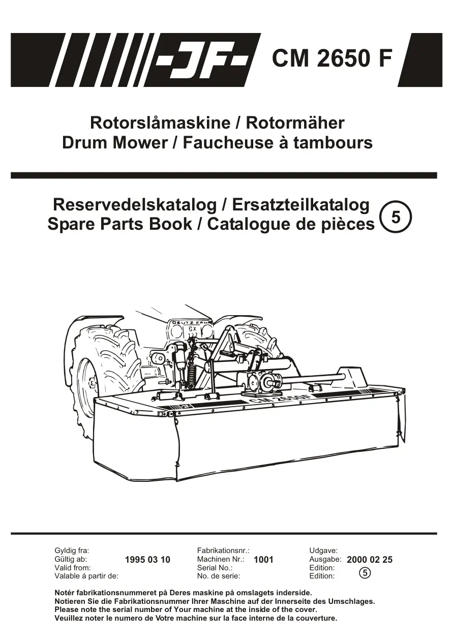 JF Stoll Cm 2650 F Mower Parts Manual