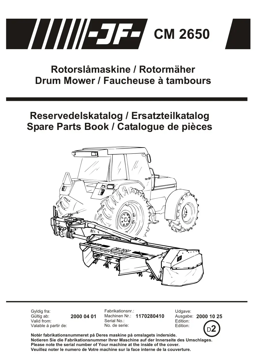 JF Stoll Cm 2650 2000 Parts Manual