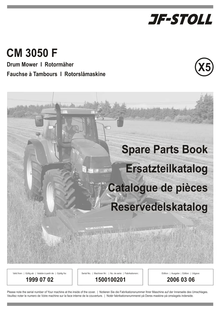 JF Stoll Cm 3050F 1999 Parts Manual