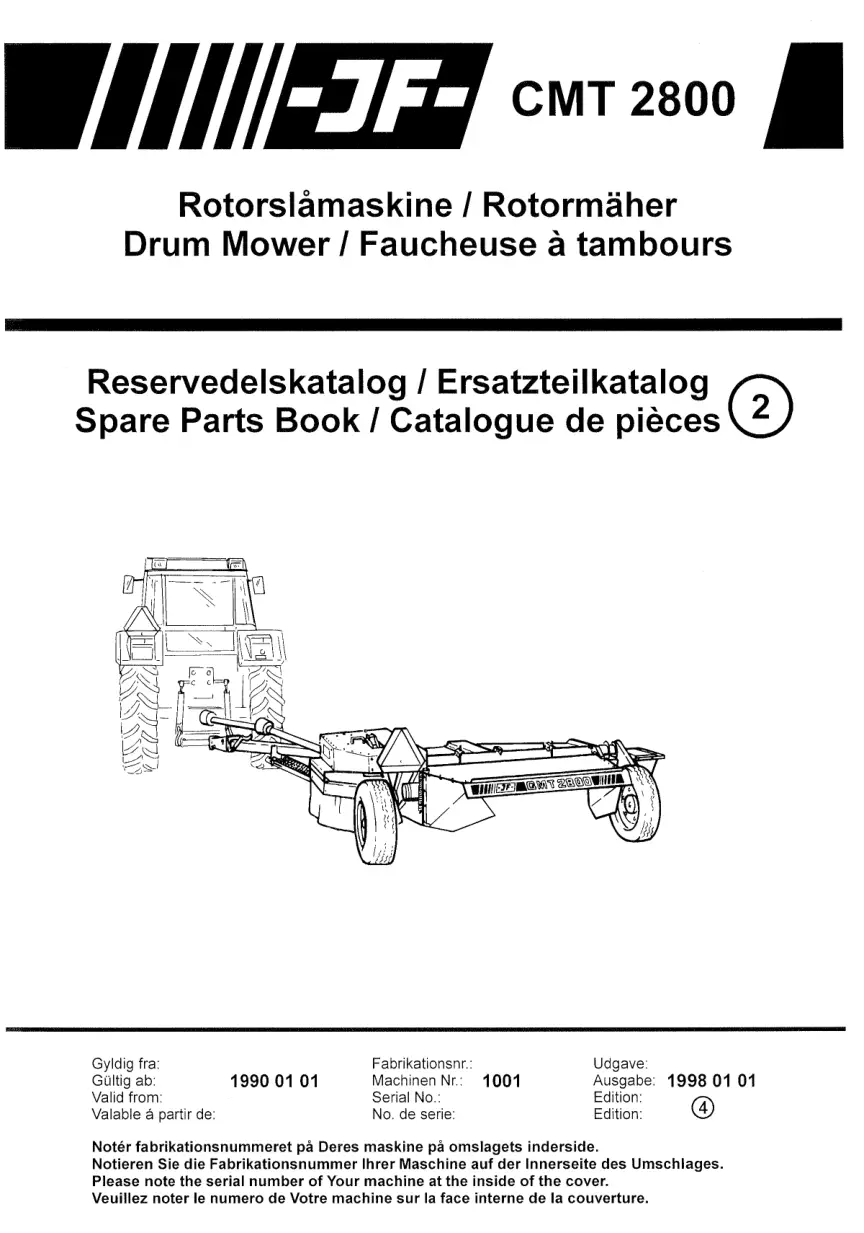 JF Stoll Cmt 2800 Mower Parts Manual