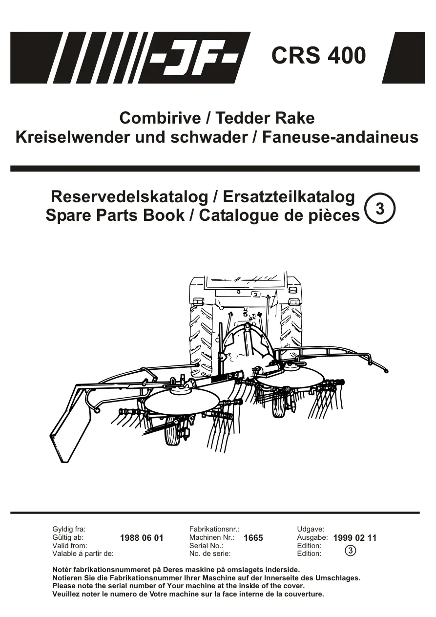 JF Stoll Crs 400 Parts Manual