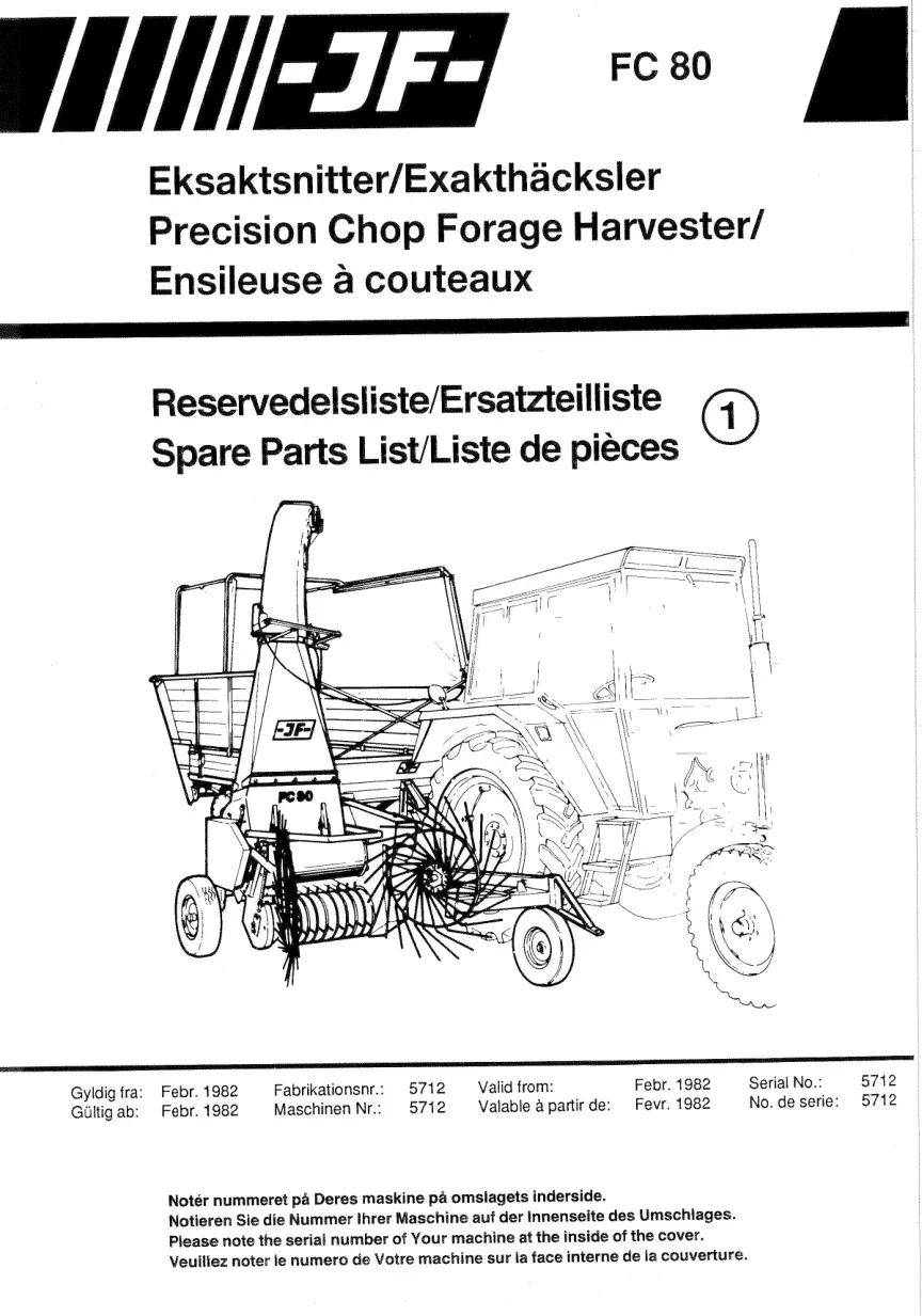 JF Stoll Fc 80 Parts Manual