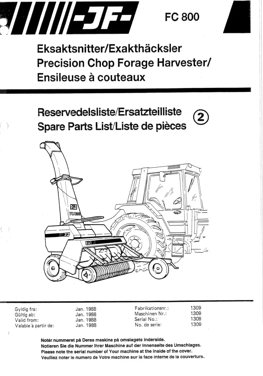 JF Stoll Fc 800 Parts Manual