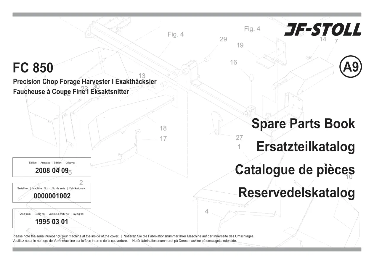 JF Stoll Fc 850 Parts Manual
