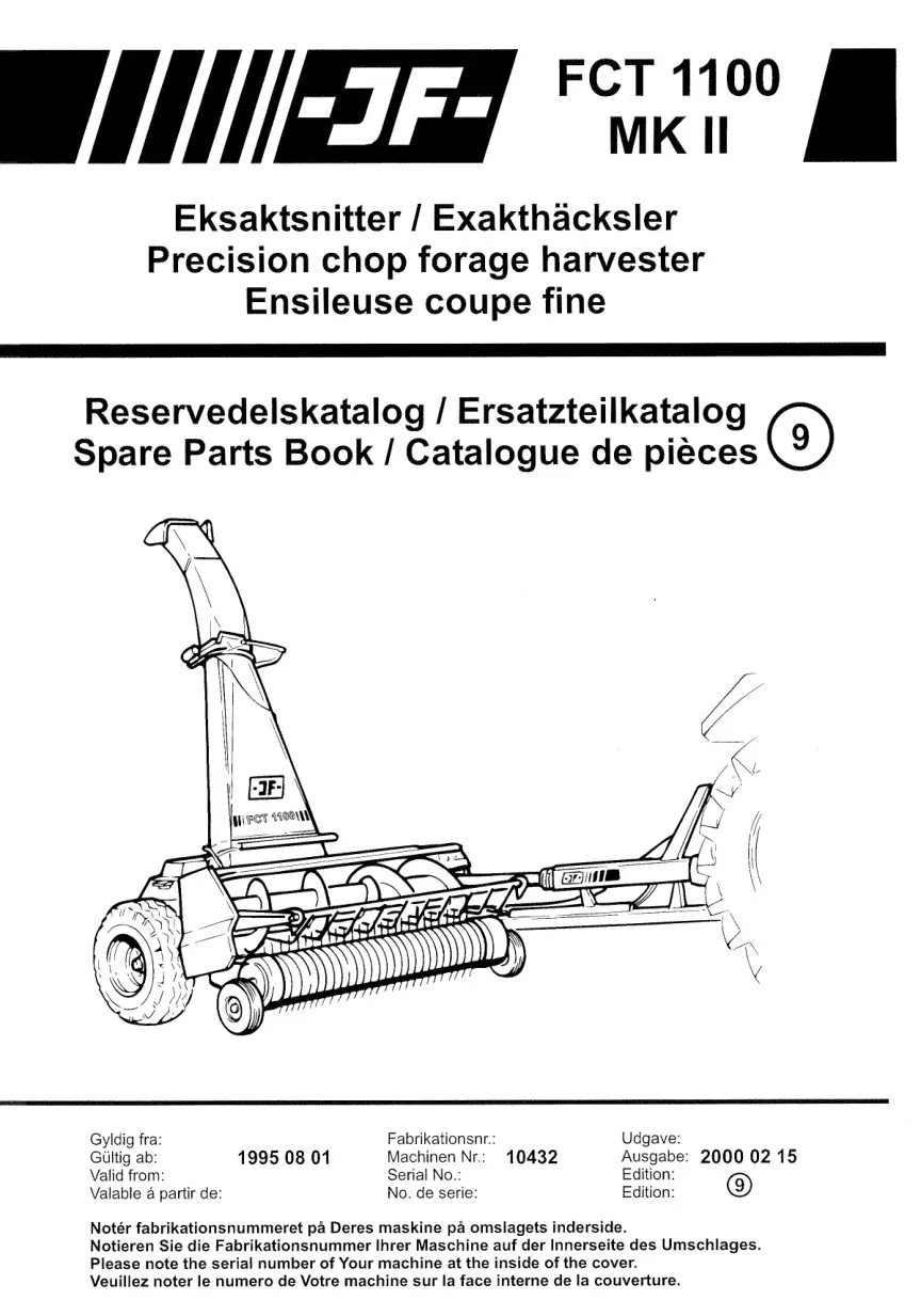JF Stoll Fct 1100 Mk 2 Parts Manual