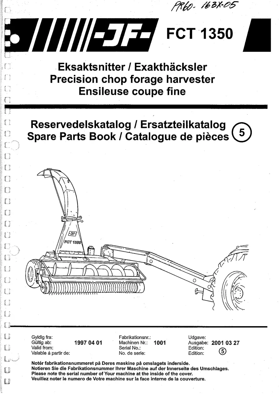 JF Stoll Fct 1350 1997 1997 Parts Manual