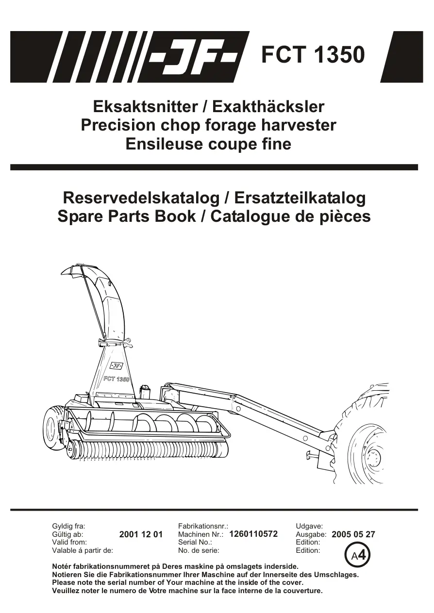 JF Stoll Fct 1350 2001 2001 Parts Manual