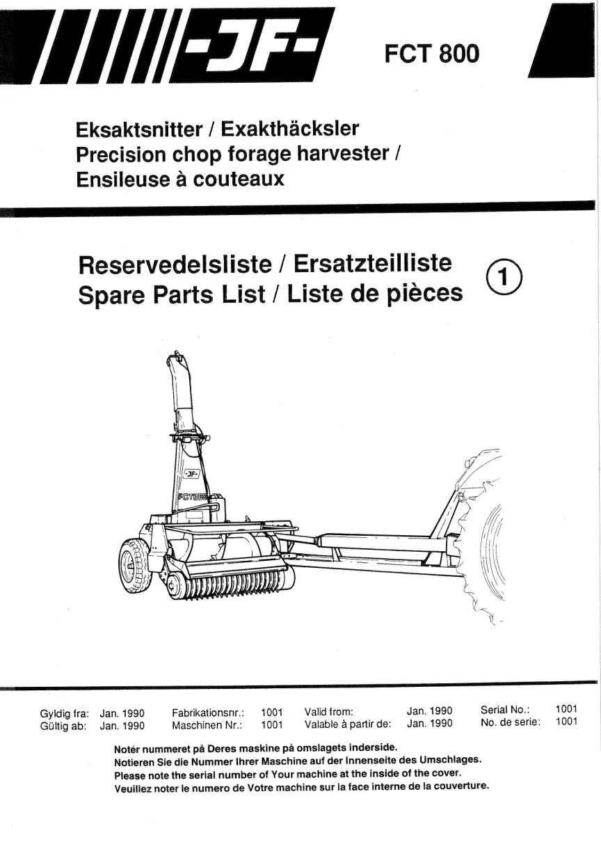JF Stoll Fct 800 Parts Manual