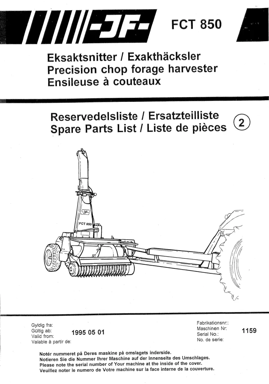 JF Stoll Fct 850 Parts Manual