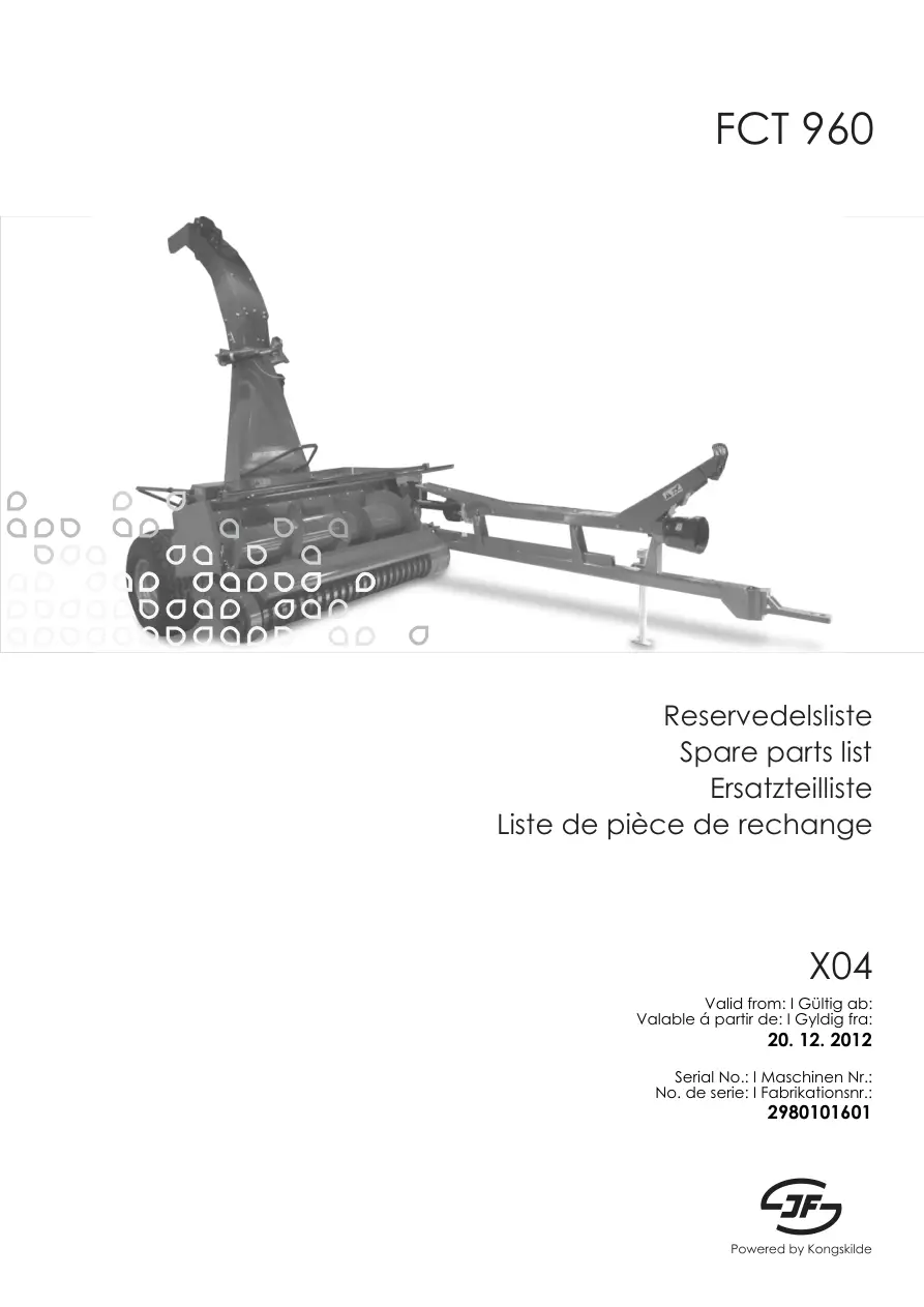 JF Stoll Fct 960 Parts Manual