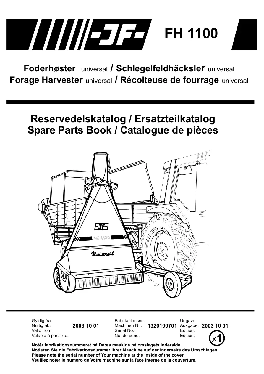 JF Stoll Fh 1100 Parts Manual