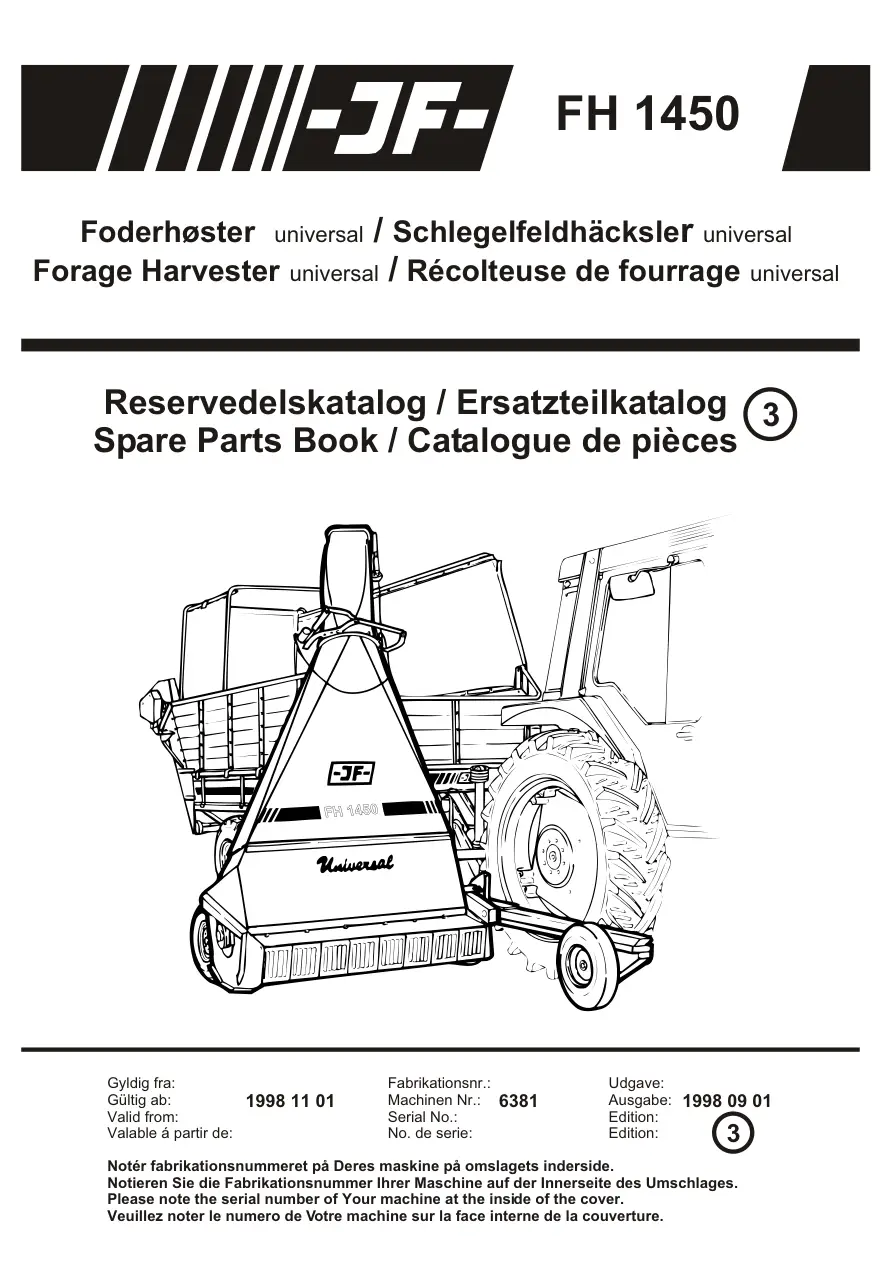 JF Stoll Fh 1450 Parts Manual