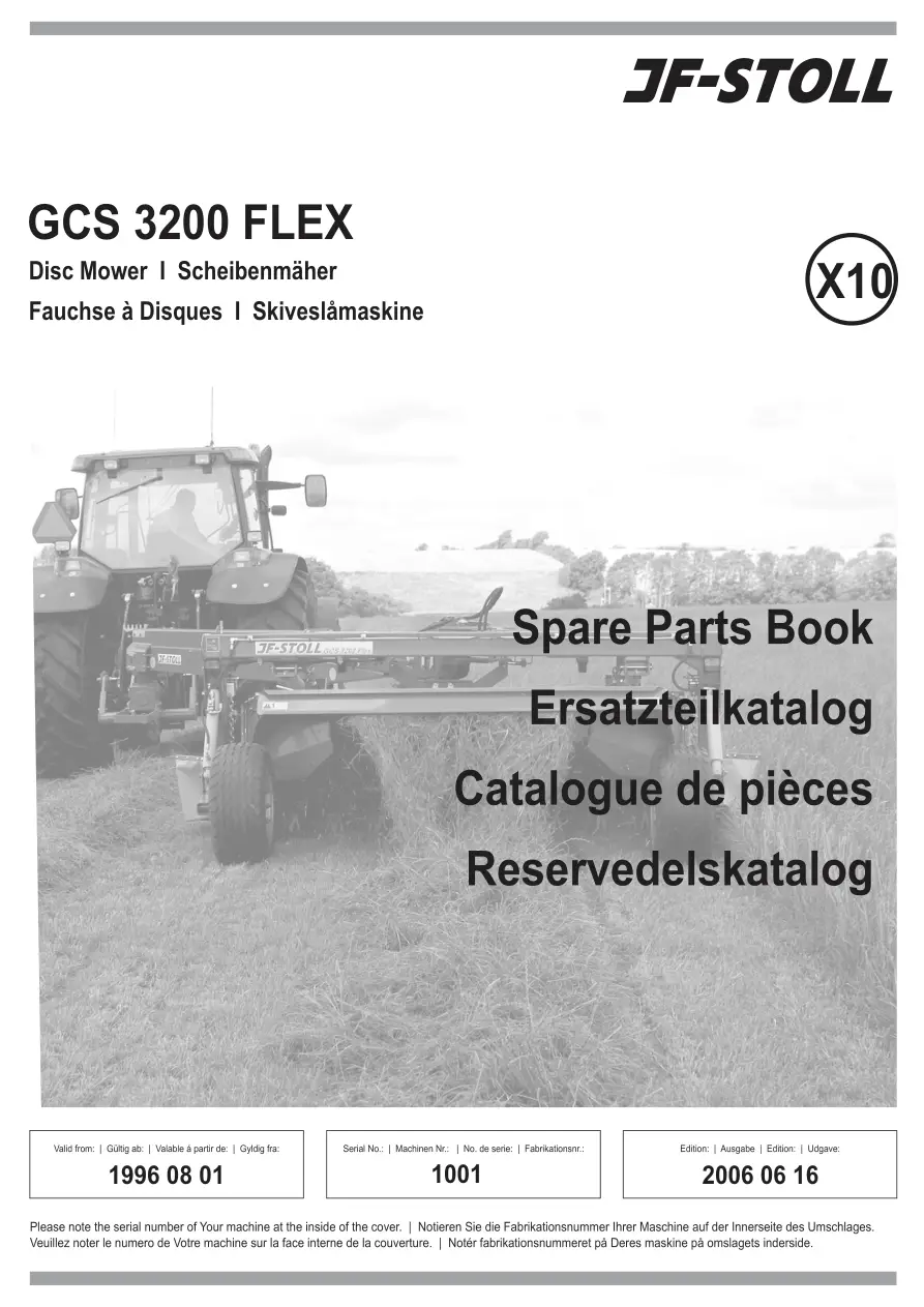 JF Stoll Gcs 3200 Fl Mower Parts Manual
