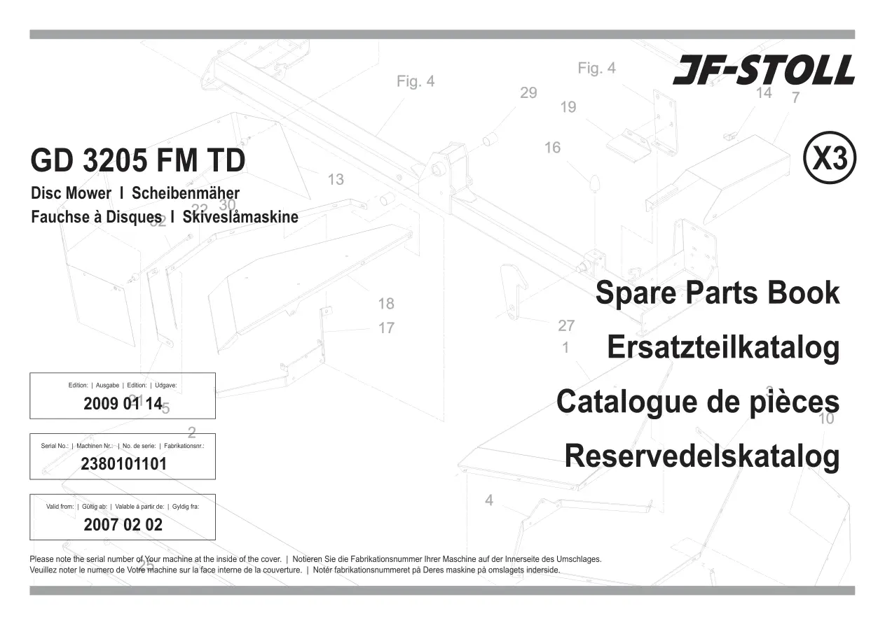 JF Stoll Gd 3205 Fm Td Mower Parts Manual