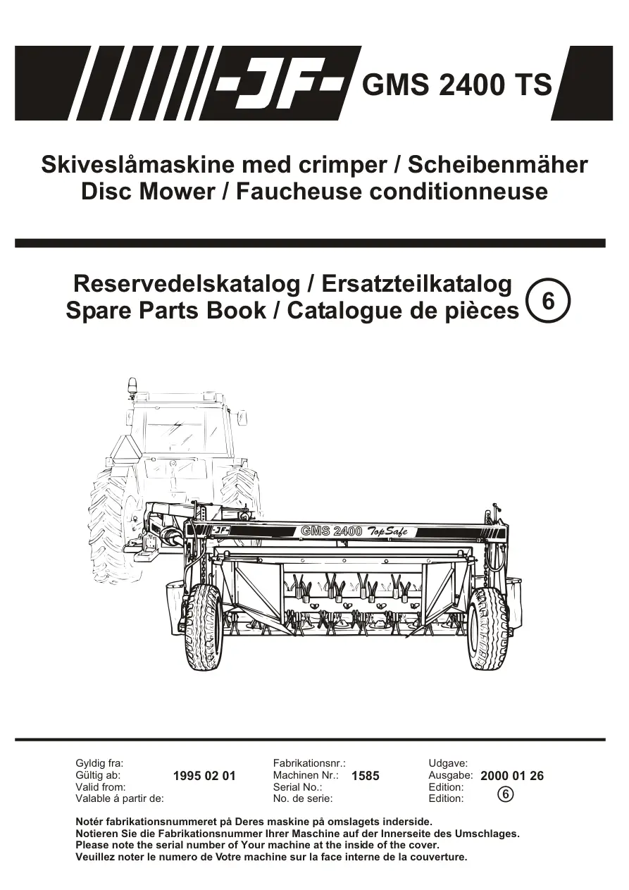 JF Stoll Gms 2400 Ts Mower Parts Manual