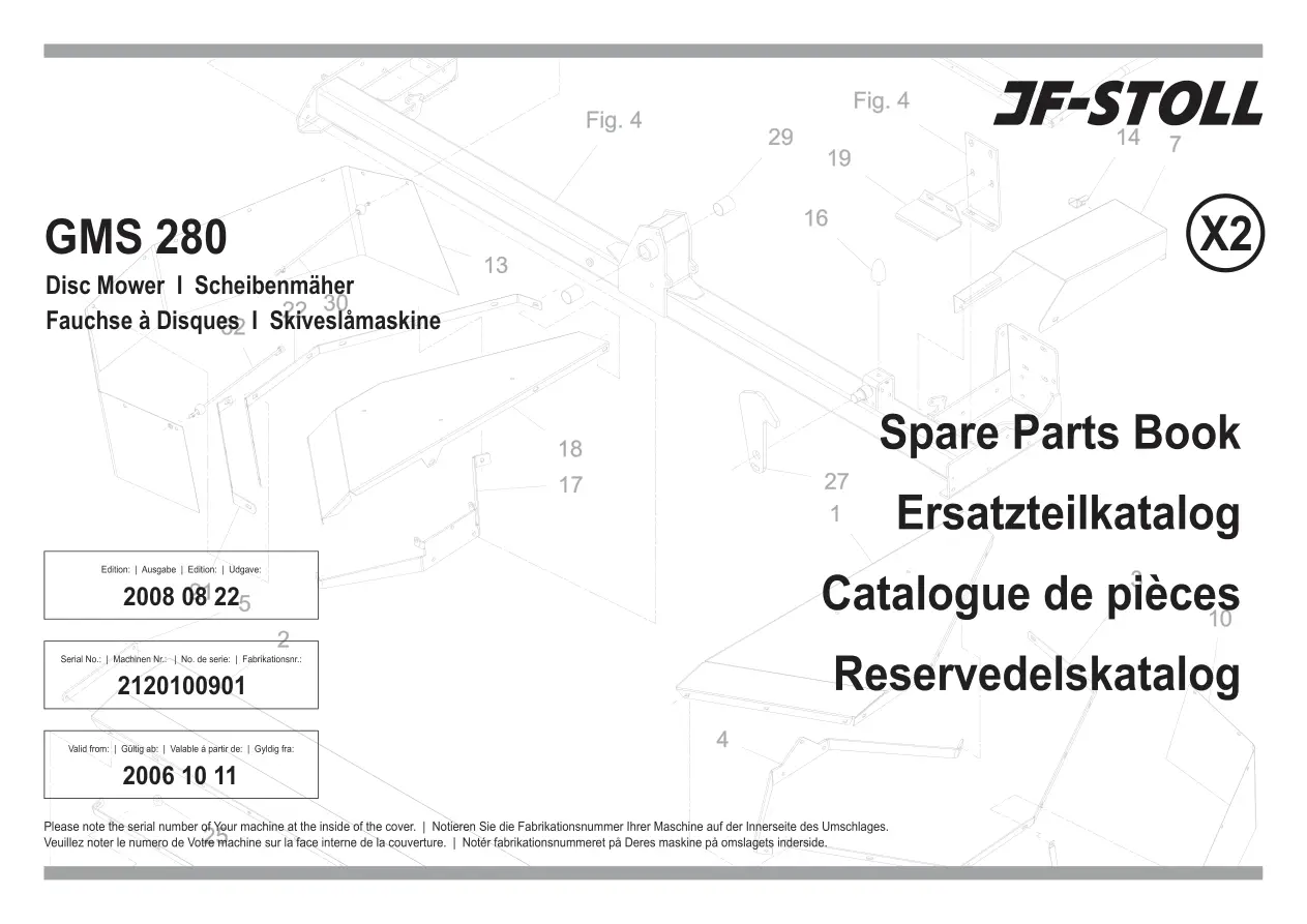 JF Stoll Gms 280 2006 2006 Parts Manual