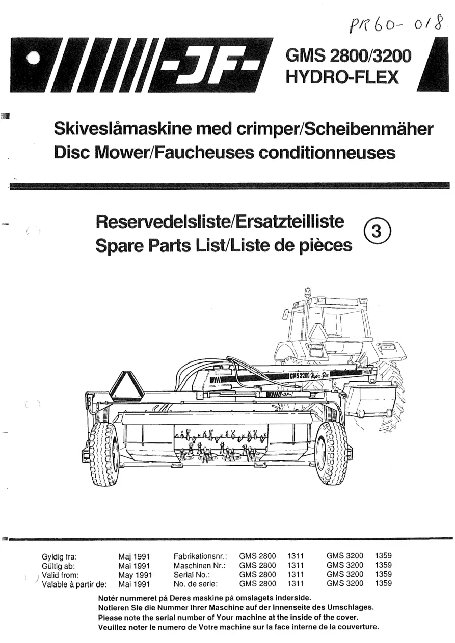 JF Stoll Gms 2800 3200 Hf Mower Parts Manual