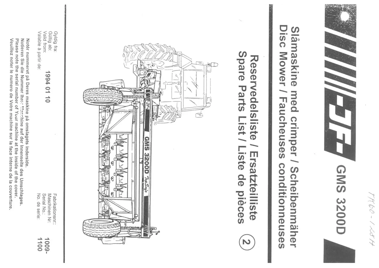 JF Stoll Gms 3200 D Mower Parts Manual