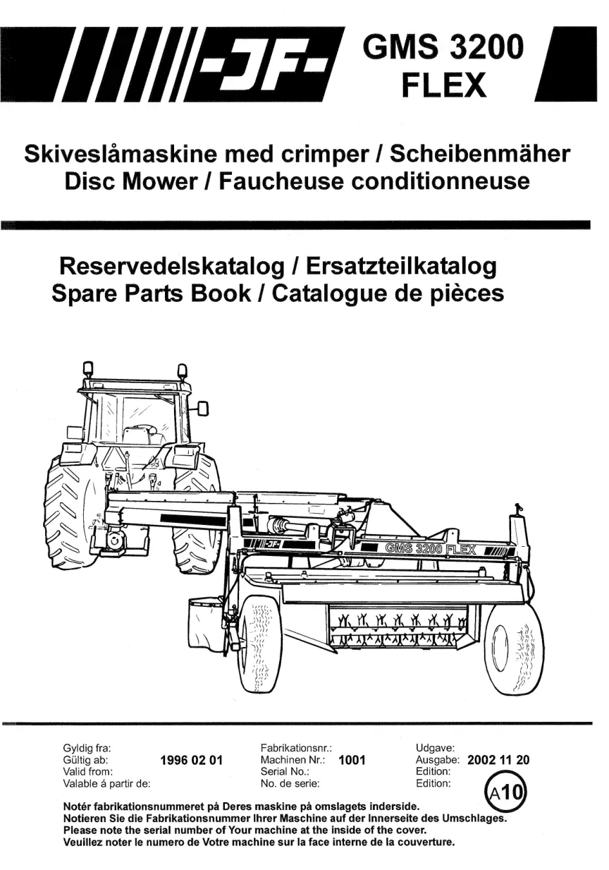 JF Stoll Gms 3200 Fl Mower Parts Manual