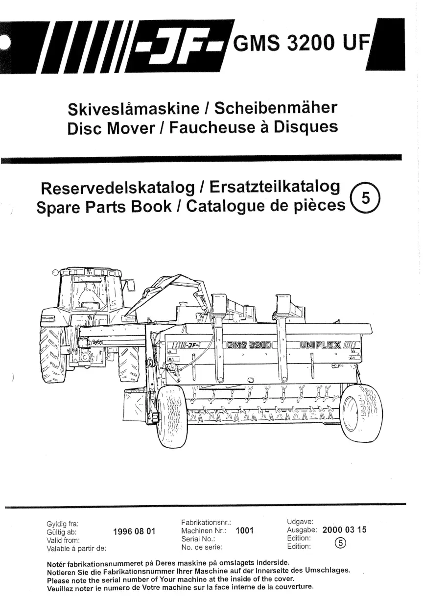 JF Stoll Gms 3200 Uf Mower Parts Manual